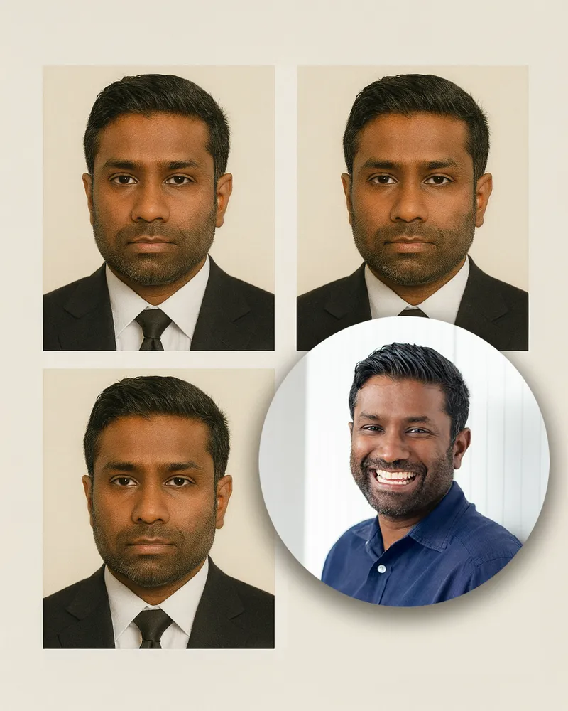 { "description": "Ultra-realistic passport-size photo of me…