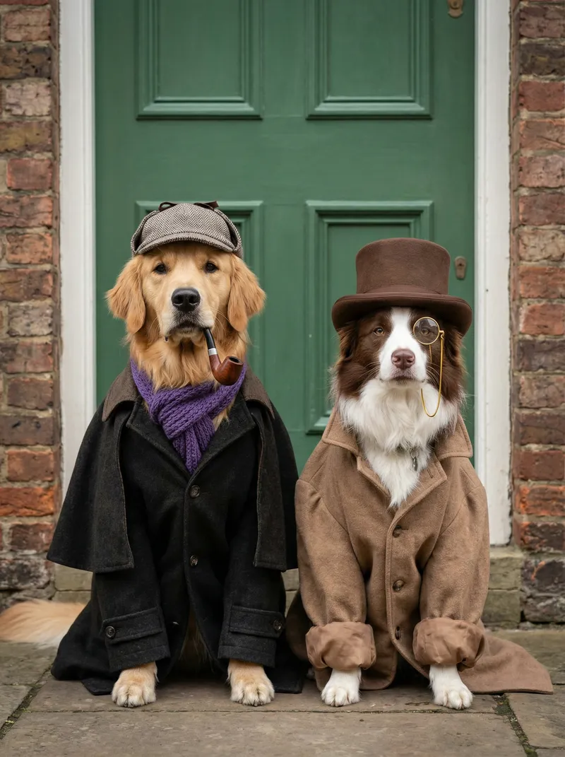 Transform the pet(s) in [YOUR PET IMAGE] into a cozy, vintag…