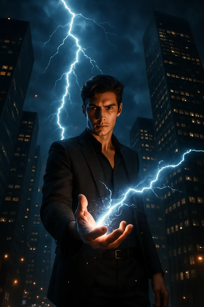 A highly realistic shot of a man (uploaded face) standing in…