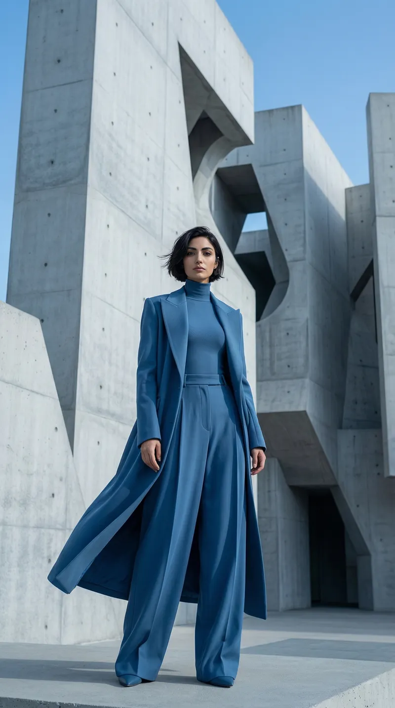 A high-fashion editorial photograph featuring a human subjec…