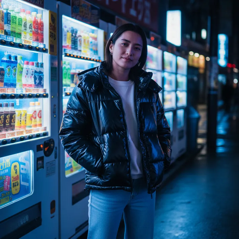 A stylish night street photo of me standing in front of brig…