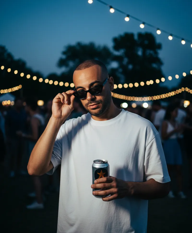 A hyper-realistic candid portrait of me at an outdoor evenin…