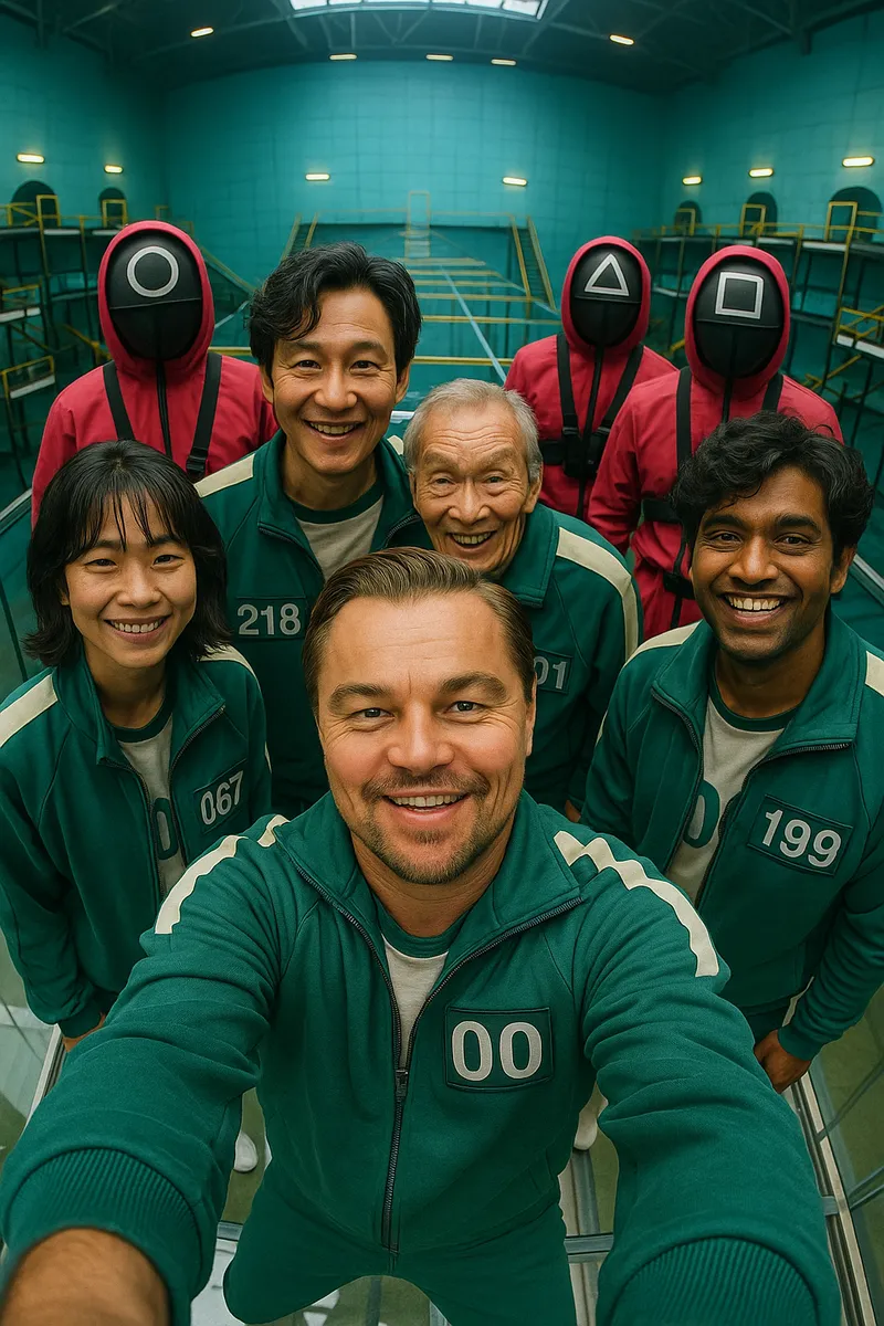 Create an ultra-realistic 8K vertical 9:16 fisheye group sel…