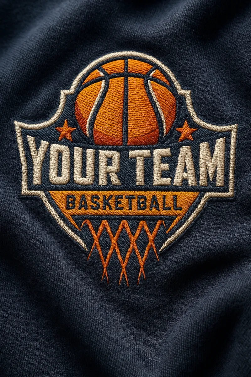 highly detailed [Logo] designed as an embroidered patch on f…