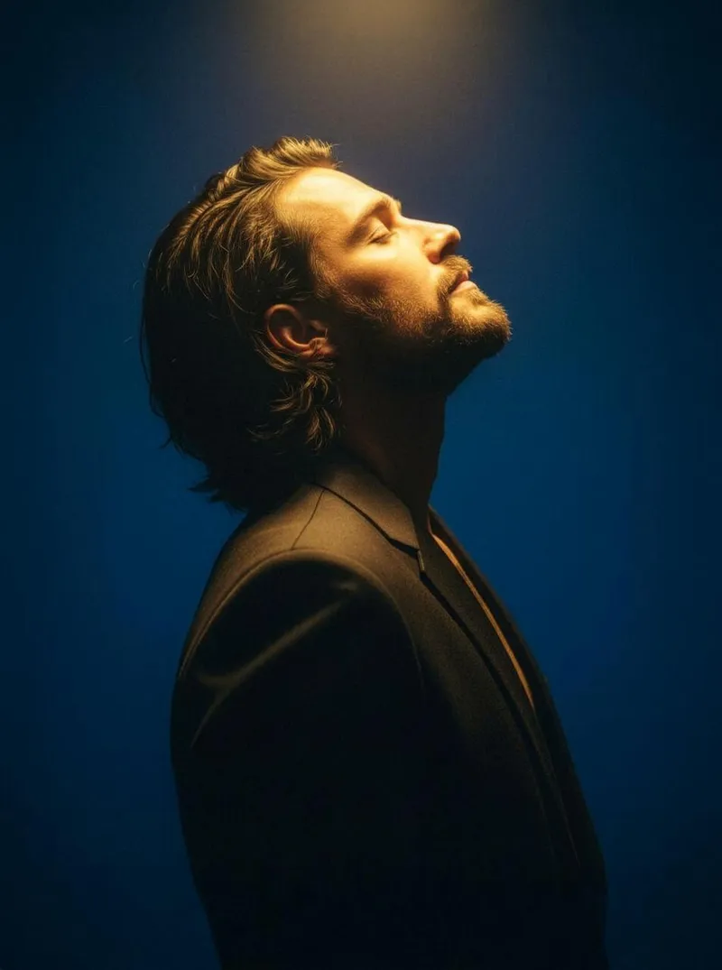 A dramatic, photorealistic medium close-up, profile shot of…